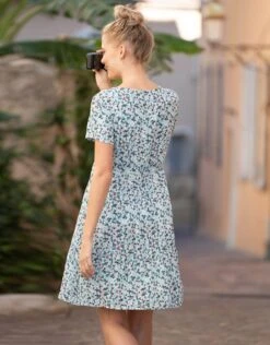 Seraphine Robe De Grossesse à Imprimé Fleuri Turquoise -Seraphine Palmer Turquoise 04 V1