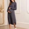 Seraphine Robe Grossesse Et Allaitement Mi-longue, Gris Ardoise -Seraphine Paolina Slate 01 V3