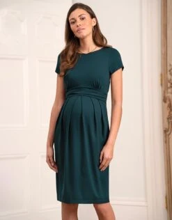 Seraphine Robe Grossesse Et Allaitement Manches Courtes – Vert Foncé