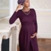 Seraphine Robe Grossesse Et Allaitement Lange Courtes – Bordeaux -Seraphine Peachey LS Burgundy 01 V5
