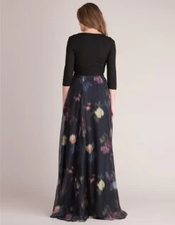 Seraphine Robe Longue Grossesse Jupe En Soie Imprimée - Noir/Multi -Seraphine Petunia Long BlkFloral 06 V2