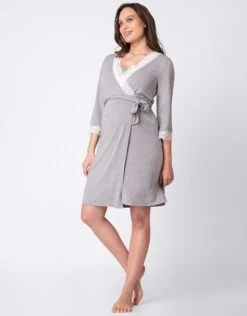 Seraphine Robe De Chambre Grossesse - Gris Clair