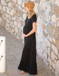 Seraphine Robe Longue Grossesse à Allaitement En Jersey Noire -Seraphine Pippi Black 05 V1