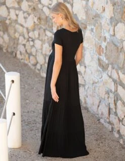Seraphine Robe Longue Grossesse à Allaitement En Jersey Noire -Seraphine Pippi Black 06 V1