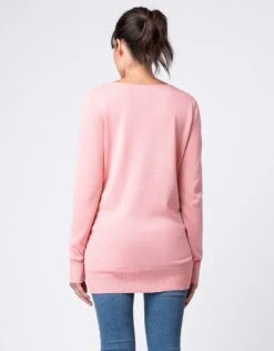 Seraphine Pull De Grossesse Et D'allaitement En Maille Fine à Col En V - Rose -Seraphine Posey Coral 06
