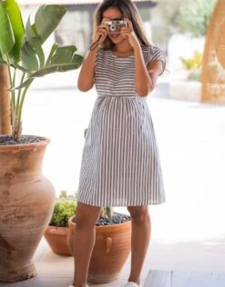 Seraphine Robe Grossesse Et Allaitement à Rayures - Bleu/Blanc -Seraphine Presley BlueStripe 03 V9