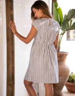 Seraphine Robe Grossesse Et Allaitement à Rayures - Bleu/Blanc -Seraphine Presley BlueStripe 05 V9