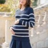 Seraphine Tunique Grossesse Et Allaitement En Maille à Rayures – Bleu Marine -Seraphine Primrose NavyStrp 01 V4