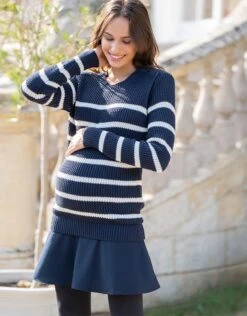Seraphine Tunique Grossesse Et Allaitement En Maille à Rayures – Bleu Marine -Seraphine Primrose NavyStrp 05 V4