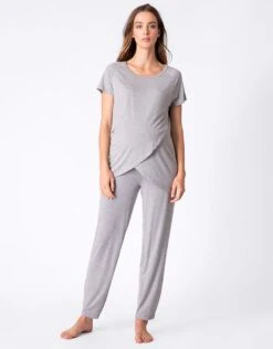 Seraphine Pyjama Grossesse Et Allaitement Haut Croisé – Gris -Seraphine Priyanka Grey 04