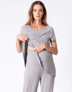 Seraphine Pyjama Grossesse Et Allaitement Haut Croisé – Gris -Seraphine Priyanka Grey 06