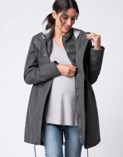 Seraphine Parka Kaki 6 En 1 Manteau De Grossesse à Portage Avec Doudoune Matelassée -Seraphine Raya Khaki 02 V1