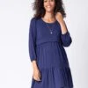 Seraphine Robe Grossesse Et Allaitement à Volants – Bleu Marine -Seraphine Reese Navy 01