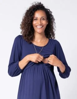 Seraphine Robe Grossesse Et Allaitement à Volants – Bleu Marine -Seraphine Reese Navy 02
