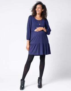 Seraphine Robe Grossesse Et Allaitement à Volants – Bleu Marine -Seraphine Reese Navy 03