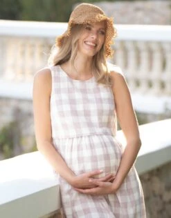 Seraphine Robe Droite De Grossesse à Allaitement Sans Manches En Vichy -Seraphine Regan Mauve 02 V3