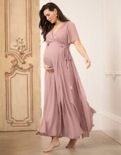 Seraphine Robe Cache-cœur Maxi Grossesse Et Allaitement Mauve