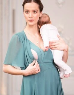 Seraphine Robe Cache-cœur Maxi Grossesse Et Allaitement Verte Sauge -Seraphine Renae Sage 03 V2