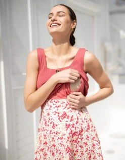 Seraphine Robe De Grossesse à Allaitement Rose à Imprimé Fleuri Avec Boutons -Seraphine Romy Pink 03 V3