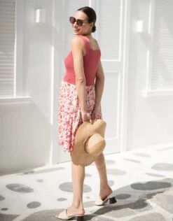 Seraphine Robe De Grossesse à Allaitement Rose à Imprimé Fleuri Avec Boutons -Seraphine Romy Pink 06 V3