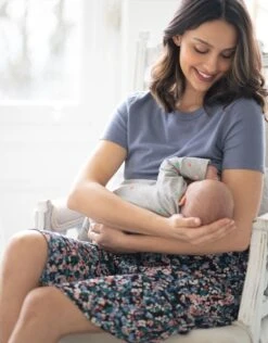 Seraphine Robe De Grossesse à Allaitement à Imprimé Floral Bleu Avec Haut -Seraphine Rosaline Blue 04 V3