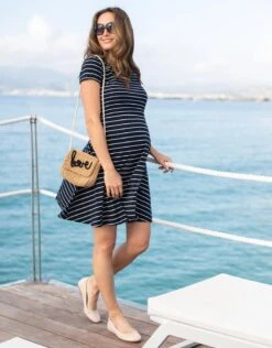 Seraphine Robe Grossesse Et Allaitement Manches Courtes – À Rayures -Seraphine Rowan NavyStripe V2 04