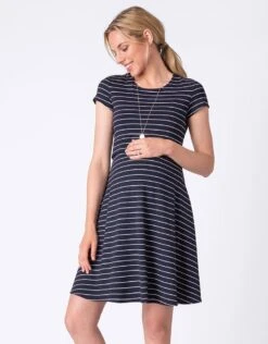 Seraphine Robe Grossesse Et Allaitement Manches Courtes – À Rayures -Seraphine Rowan NavyStripe V2 06