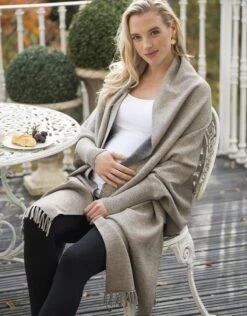 Seraphine Châle Grossesse Et Allaitement Luxe Bicolore - Gris/Sable
