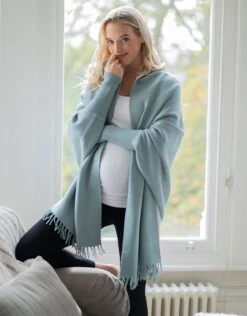 Seraphine Châle De Grossesse Et D'allaitement Réversible - Vert Et Gris