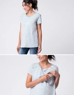 Seraphine Top De Grossesse Et D'allaitement Rayé - Bleu Et Blanc