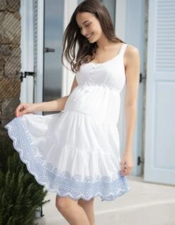 Seraphine Robe Grossesse Brodée - Blanc