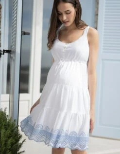 Seraphine Robe Grossesse Brodée - Blanc -Seraphine Sabrina WhiteLoc 04 V3