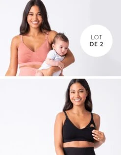 Seraphine Soutien-gorge Allaitement En Bambou – Lot De 2, Terracotta & Noir
