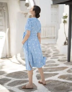 Seraphine Robe Grossesse Et Allaitement Imprimés Fleurs – Bleu -Seraphine SannaBlue 05 V3