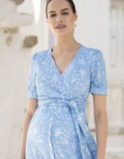 Seraphine Robe Grossesse Et Allaitement Imprimés Fleurs – Bleu -Seraphine SannaBlue 06 V3