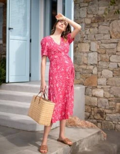 Seraphine Robe Grossesse Et Allaitement Imprimés Fleurs – Rose -Seraphine Sanna Raspberry 04 V3