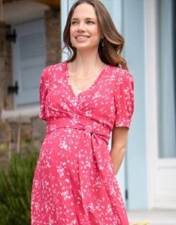Seraphine Robe Grossesse Et Allaitement Imprimés Fleurs – Rose -Seraphine Sanna Raspberry 05 V3