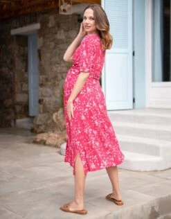 Seraphine Robe Grossesse Et Allaitement Imprimés Fleurs – Rose -Seraphine Sanna Raspberry 06 V3