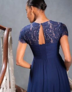 Seraphine Robe De Soirée Grossesse En Soie Et En Dentelle Bleu Marine -Seraphine Santonia Midnight V1 04