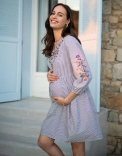 Seraphine Robe Grossesse Et Allaitement En Coton Brodée -Seraphine Sinead BlkWht 04 V2