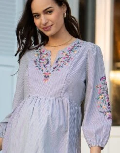 Seraphine Robe Grossesse Et Allaitement En Coton Brodée -Seraphine Sinead BlkWht 06 V2