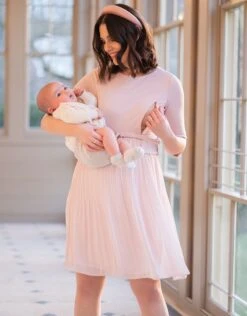 Seraphine Robe Grossesse Et Allaitement Plissée – Rose Poudré -Seraphine Sophian Blush 07 V3