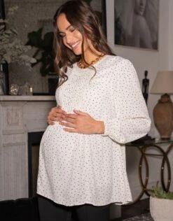 Seraphine Blouse Grossesse Et Allaitement à Pois -Seraphine Sue EcruBlk 05 V1