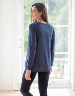 Seraphine Sweat Grossesse Et Allaitement Croisé En Mélange De Coton – Bleu -Seraphine Sybil BlueMarl 06 V2