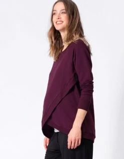 Seraphine Sweat Grossesse Et Allaitement Croisé En Mélange De Coton – Bordeaux -Seraphine Sybil Burgundy 05