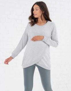 Seraphine Sweat Grossesse Et Allaitement Croisé En Mélange De Coton – Gris -Seraphine Sybil Grey 03 V4