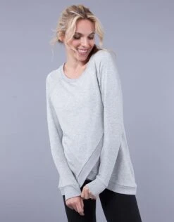Seraphine Sweat Grossesse Et Allaitement Croisé En Mélange De Coton – Gris -Seraphine Sybil Grey 06 V4