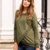 Seraphine Sweat Grossesse Et Allaitement Croisé En Mélange De Coton – Vert Olive -Seraphine Sybil nobag