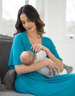 Seraphine Robe Longue Grossesse à Allaitement En Jersey Bleu Turquoise -Seraphine Sydney Turquoise 04 V1