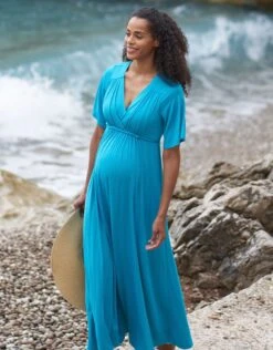 Seraphine Robe Longue Grossesse à Allaitement En Jersey Bleu Turquoise -Seraphine Sydney Turquoise 06 V1